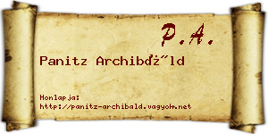 Panitz Archibáld névjegykártya